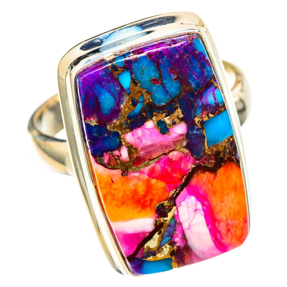 Kingman Pink Dahlia Turquoise Rings handcrafted by Ana Silver Co - RING117481 - Photo 2