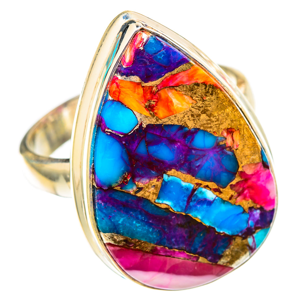 Kingman Pink Dahlia Turquoise Rings handcrafted by Ana Silver Co - RING117482 - Photo 2