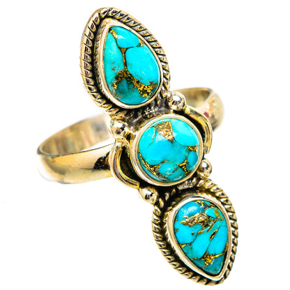 Blue Copper Composite Turquoise Rings handcrafted by Ana Silver Co - RING117511 - Photo 2