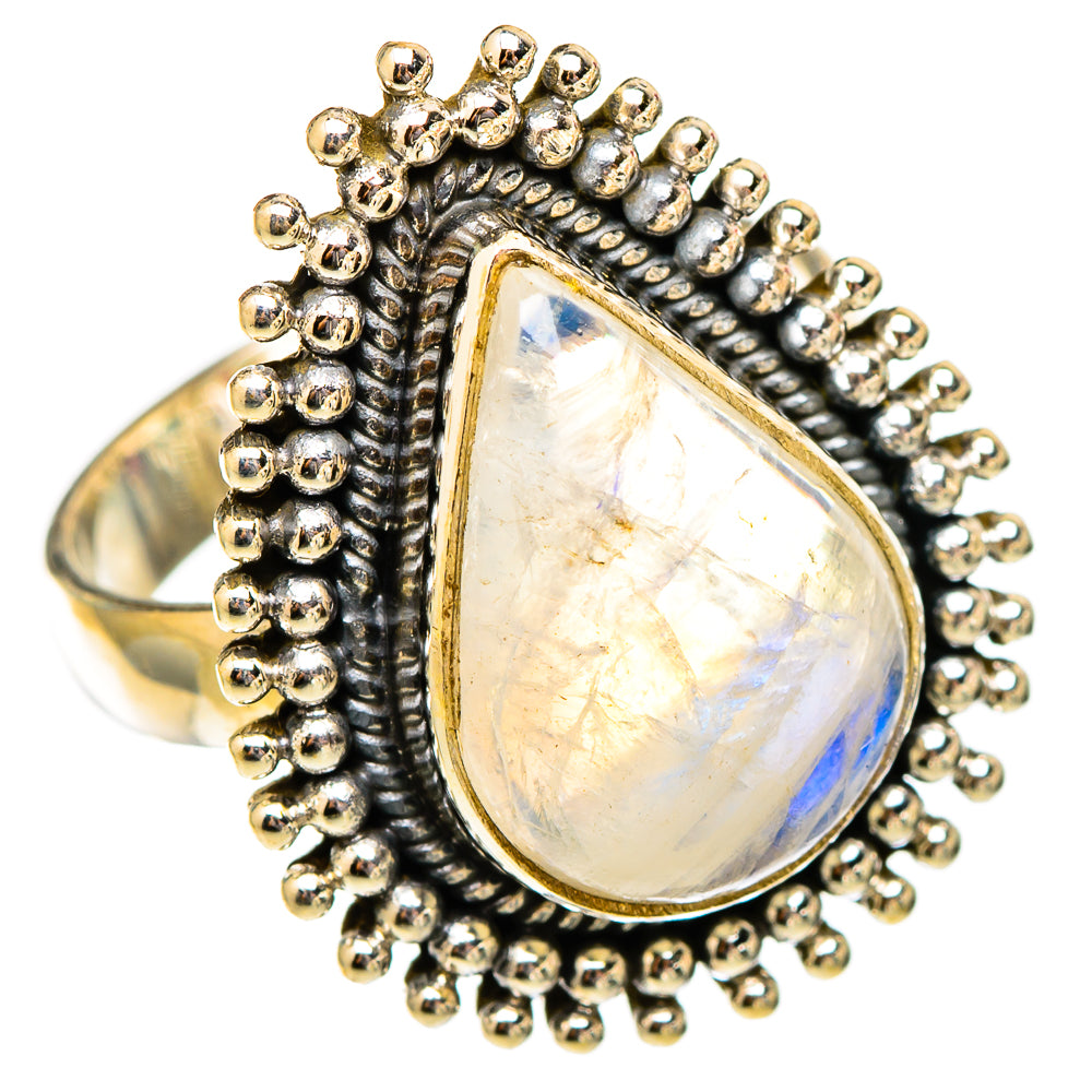 Rainbow Moonstone Rings handcrafted by Ana Silver Co - RING117529 - Photo 2