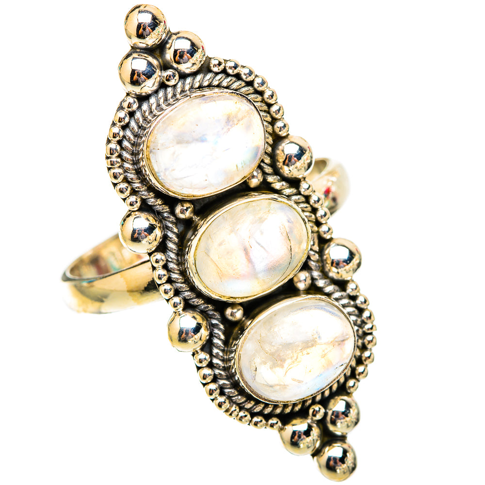 Rainbow Moonstone Rings handcrafted by Ana Silver Co - RING117556 - Photo 2
