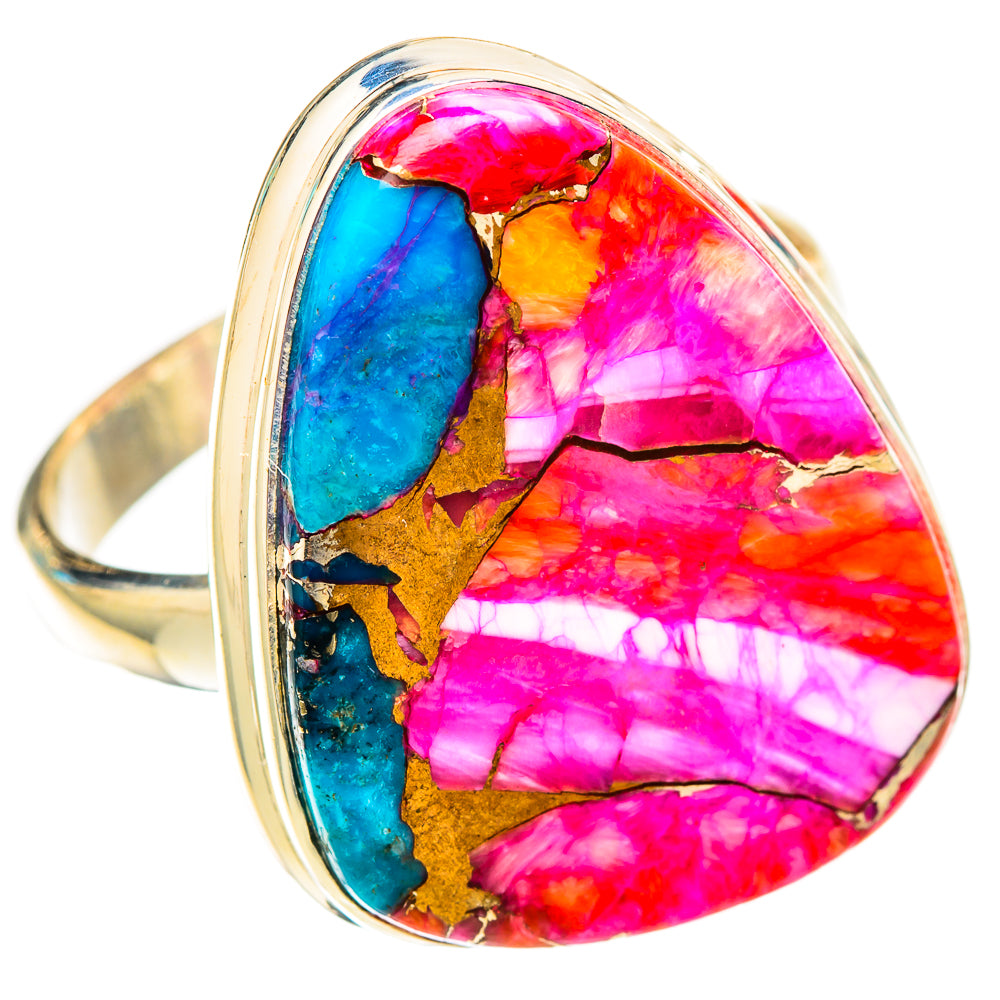 Kingman Pink Dahlia Turquoise Rings handcrafted by Ana Silver Co - RING117558 - Photo 2