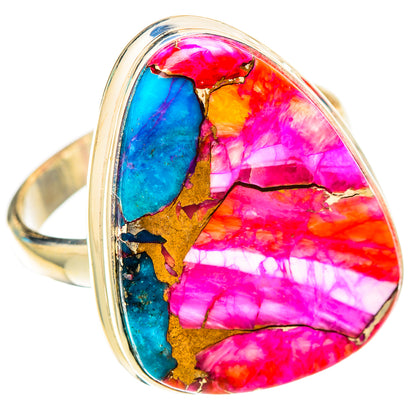 Kingman Pink Dahlia Turquoise Rings handcrafted by Ana Silver Co - RING117558 - Photo 2