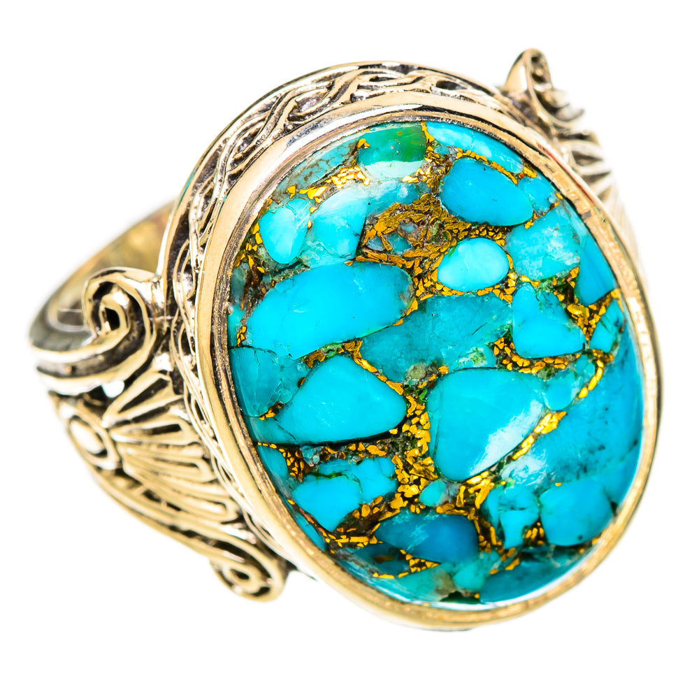Blue Copper Composite Turquoise Rings handcrafted by Ana Silver Co - RING117564 - Photo 2