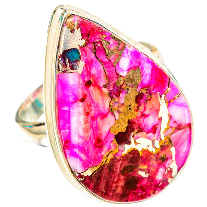 Kingman Pink Dahlia Turquoise Rings handcrafted by Ana Silver Co - RING117581 - Photo 2