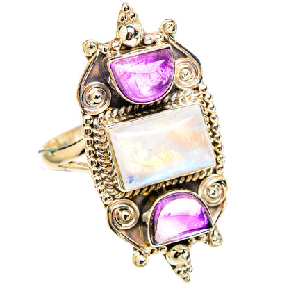 Rainbow Moonstone Rings handcrafted by Ana Silver Co - RING117583 - Photo 2