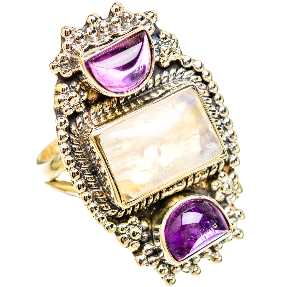 Rainbow Moonstone Rings handcrafted by Ana Silver Co - RING117584 - Photo 2