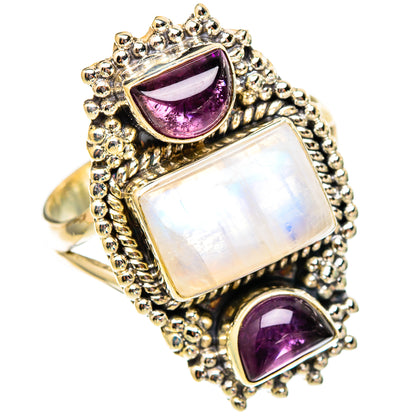 Rainbow Moonstone Rings handcrafted by Ana Silver Co - RING117615 - Photo 2