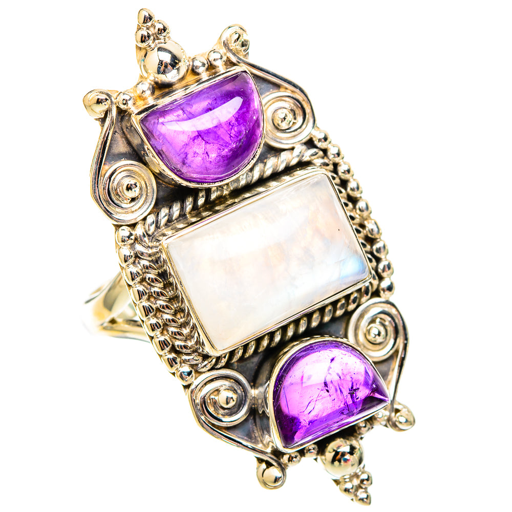 Rainbow Moonstone Rings handcrafted by Ana Silver Co - RING117616 - Photo 2