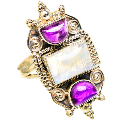 Rainbow Moonstone Rings handcrafted by Ana Silver Co - RING117643 - Photo 2