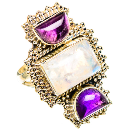 Rainbow Moonstone Rings handcrafted by Ana Silver Co - RING117644 - Photo 2
