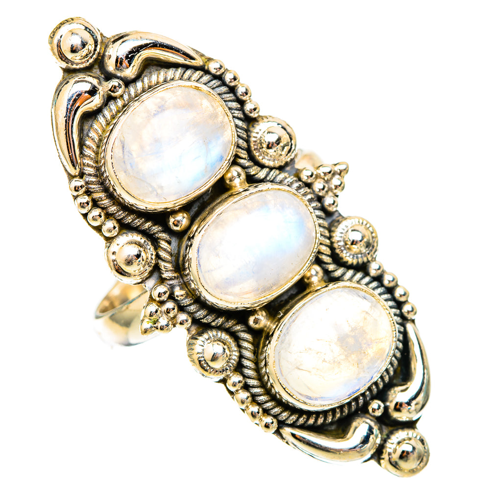 Rainbow Moonstone Rings handcrafted by Ana Silver Co - RING117647 - Photo 2