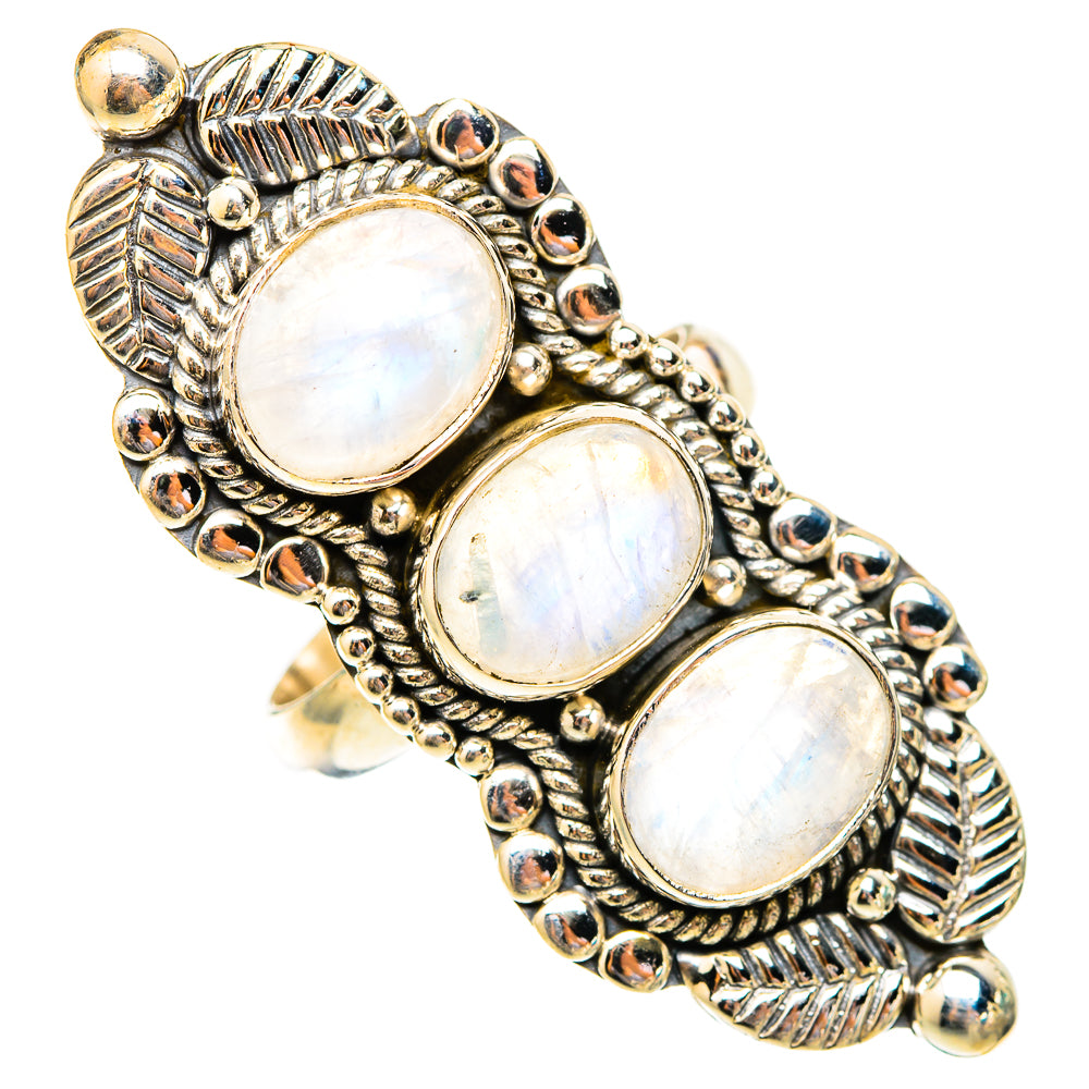 Rainbow Moonstone Rings handcrafted by Ana Silver Co - RING117648 - Photo 2