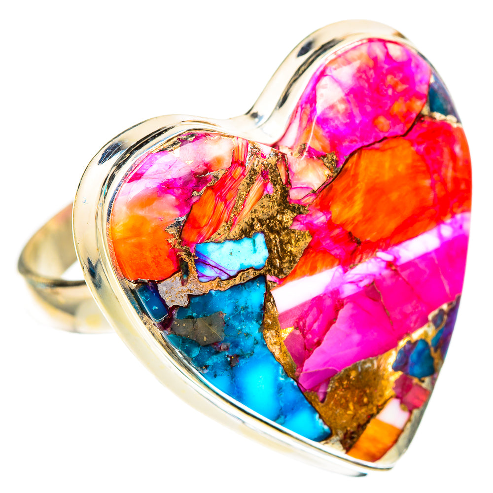 Kingman Pink Dahlia Turquoise Rings handcrafted by Ana Silver Co - RING117649 - Photo 2