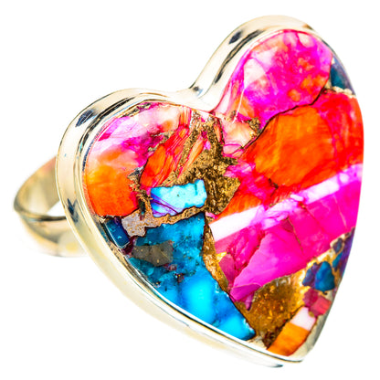 Kingman Pink Dahlia Turquoise Rings handcrafted by Ana Silver Co - RING117649 - Photo 2