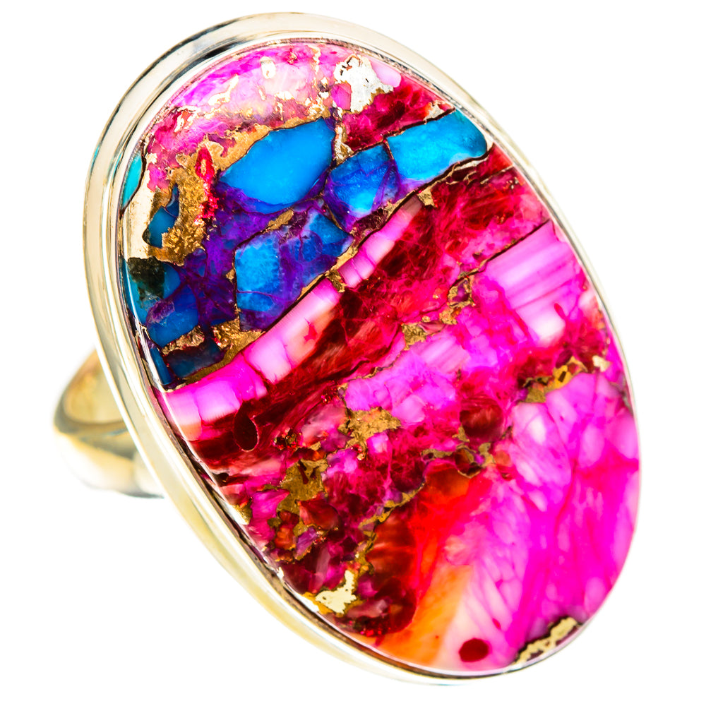 Kingman Pink Dahlia Turquoise Rings handcrafted by Ana Silver Co - RING117651 - Photo 2