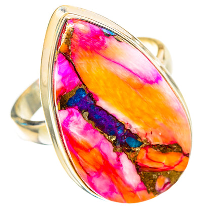 Kingman Pink Dahlia Turquoise Rings handcrafted by Ana Silver Co - RING117652 - Photo 2