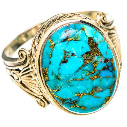 Blue Copper Composite Turquoise Rings handcrafted by Ana Silver Co - RING117660 - Photo 2