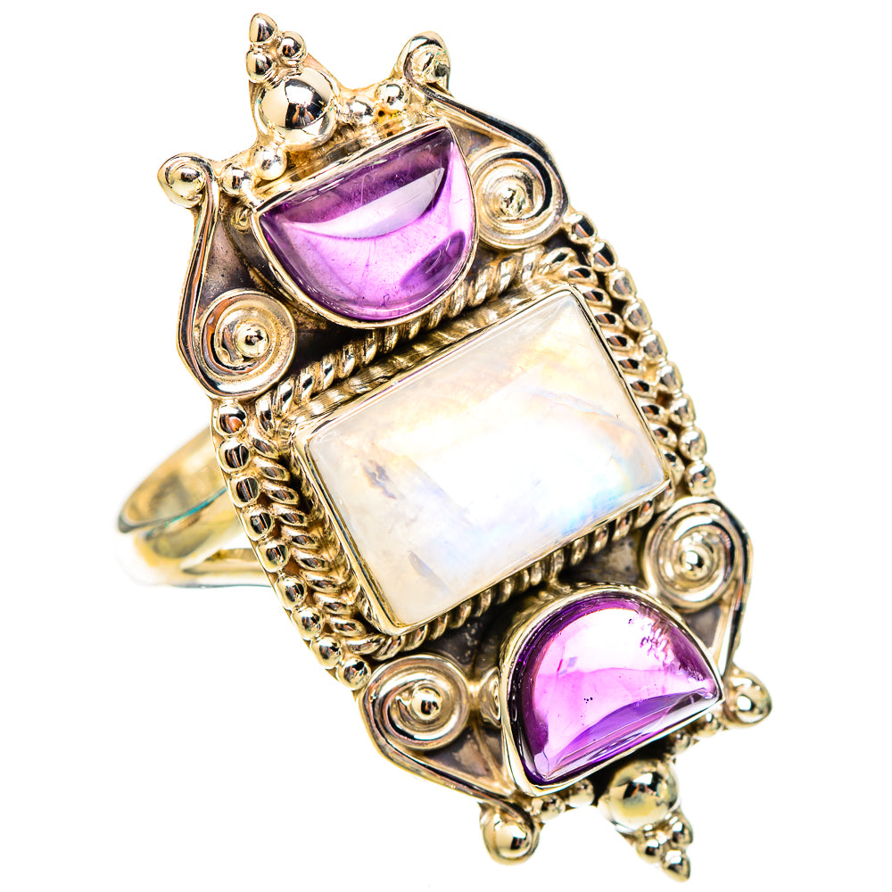 Rainbow Moonstone Rings handcrafted by Ana Silver Co - RING117674 - Photo 2