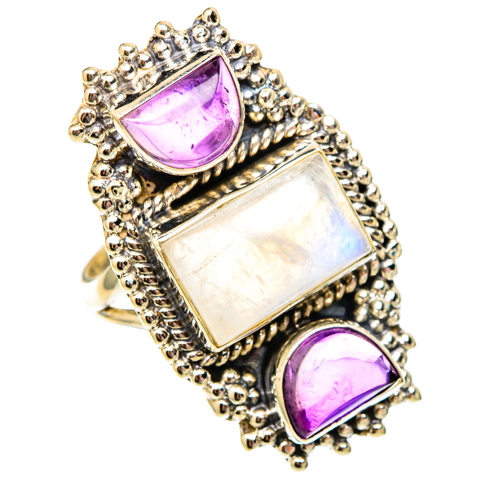 Rainbow Moonstone Rings handcrafted by Ana Silver Co - RING117675 - Photo 2