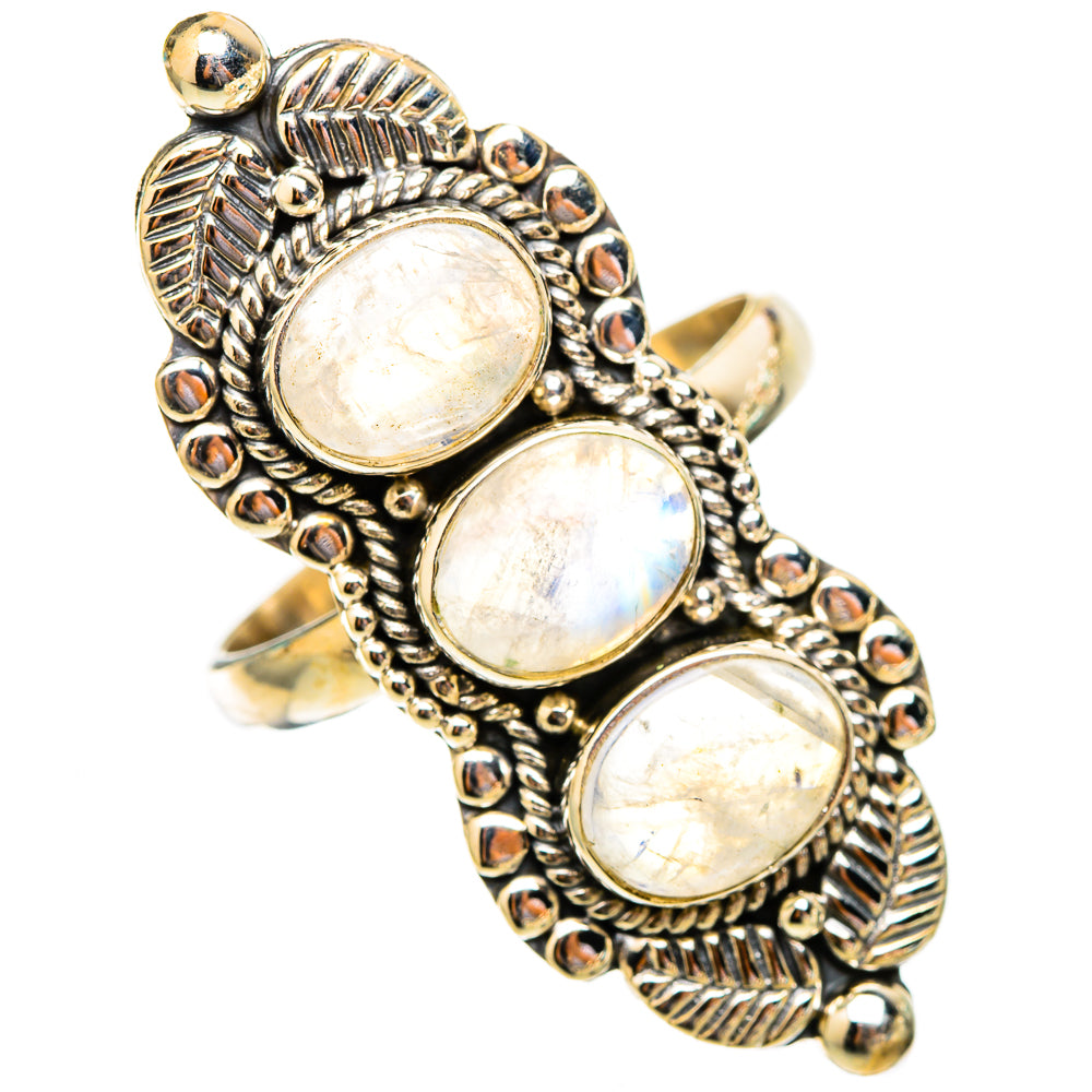 Rainbow Moonstone Rings handcrafted by Ana Silver Co - RING117680 - Photo 2
