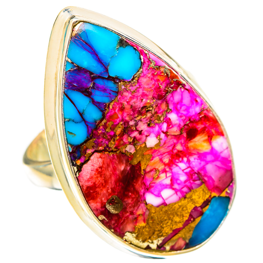 Kingman Pink Dahlia Turquoise Rings handcrafted by Ana Silver Co - RING117681 - Photo 2