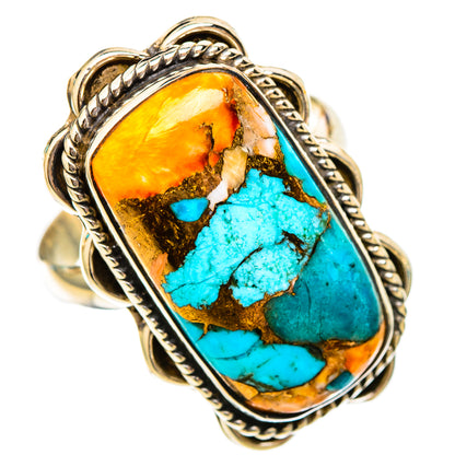 Spiny Oyster Turquoise Rings handcrafted by Ana Silver Co - RING117683 - Photo 2
