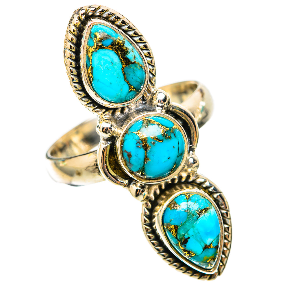 Blue Copper Composite Turquoise Rings handcrafted by Ana Silver Co - RING117701 - Photo 2