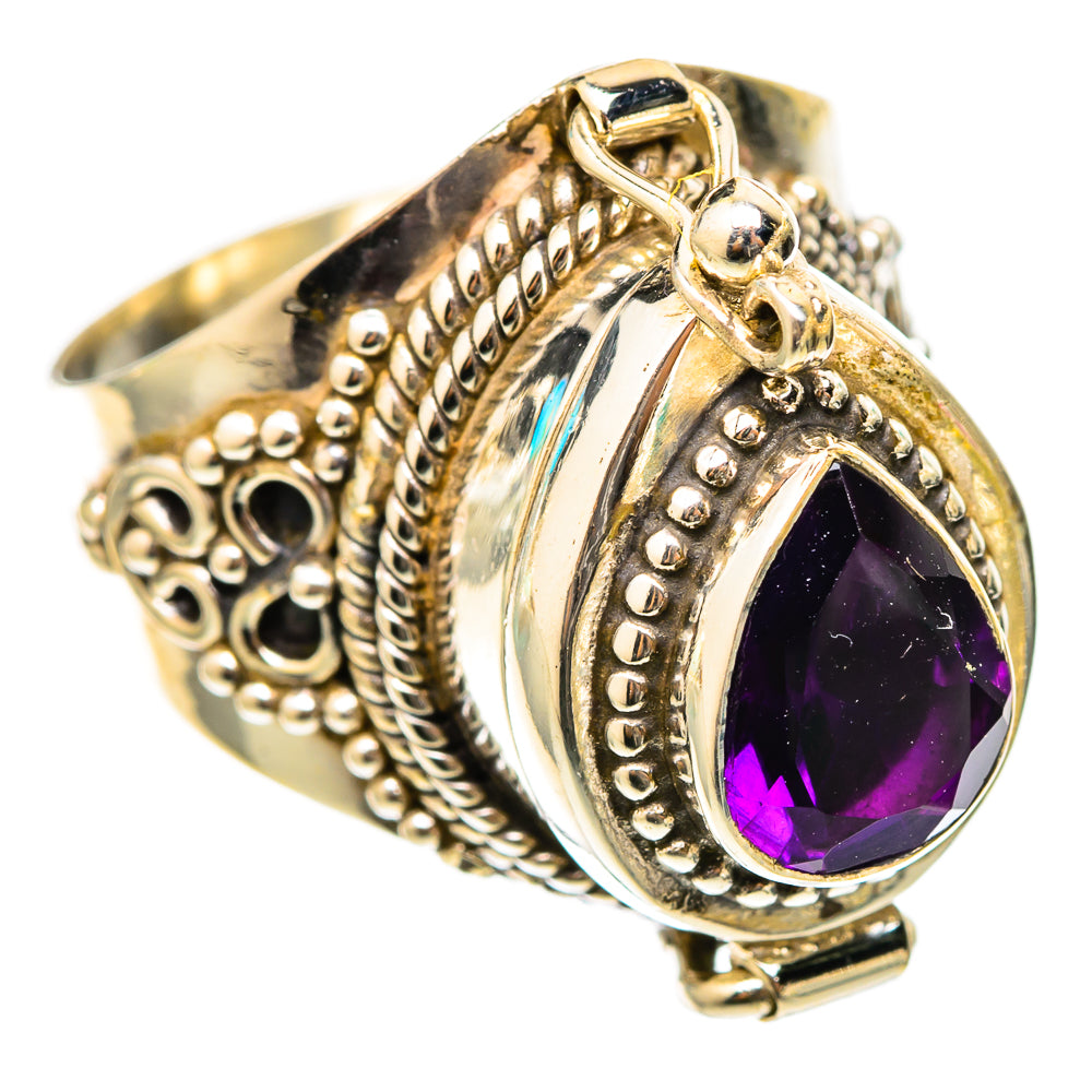 Amethyst faceted oval ring in 925 sterling silver with ornate beadwork setting
