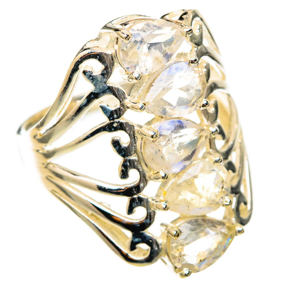 Rainbow Moonstone Rings handcrafted by Ana Silver Co - RING117719 - Photo 2