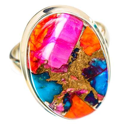 Kingman Pink Dahlia Turquoise Rings handcrafted by Ana Silver Co - RING117724 - Photo 2