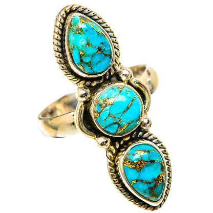 Blue Copper Composite Turquoise Rings handcrafted by Ana Silver Co - RING117729 - Photo 2