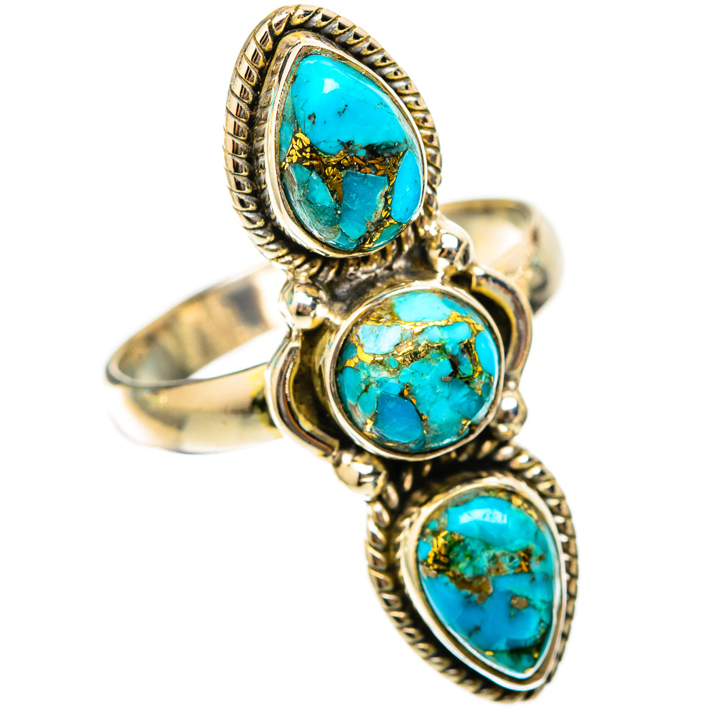 Blue Copper Composite Turquoise Rings handcrafted by Ana Silver Co - RING117760 - Photo 2
