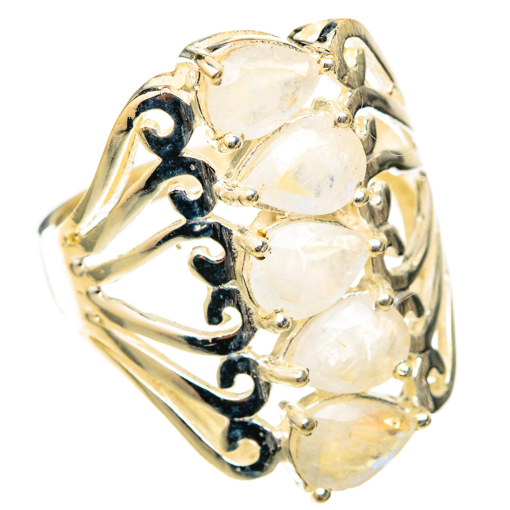 Rainbow Moonstone Rings handcrafted by Ana Silver Co - RING117782 - Photo 2
