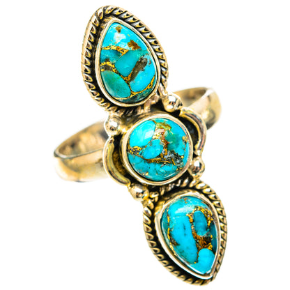 Blue Copper Composite Turquoise Rings handcrafted by Ana Silver Co - RING117793 - Photo 2