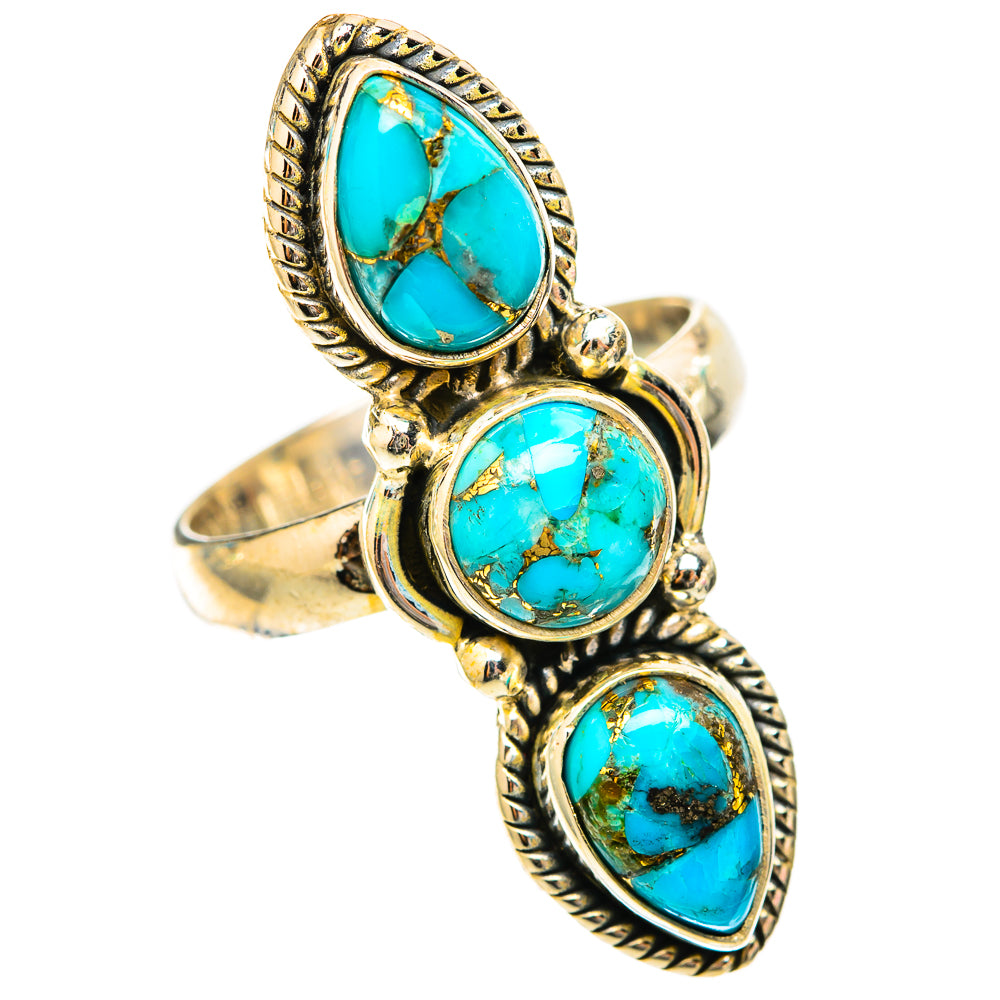 Blue Copper Composite Turquoise Rings handcrafted by Ana Silver Co - RING117821 - Photo 2