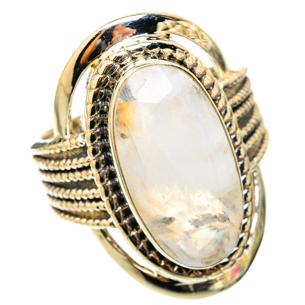 Rainbow Moonstone Rings handcrafted by Ana Silver Co - RING117837 - Photo 2