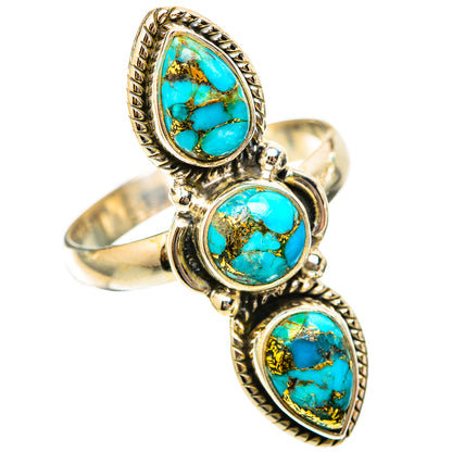 Blue Copper Composite Turquoise Rings handcrafted by Ana Silver Co - RING117843 - Photo 2