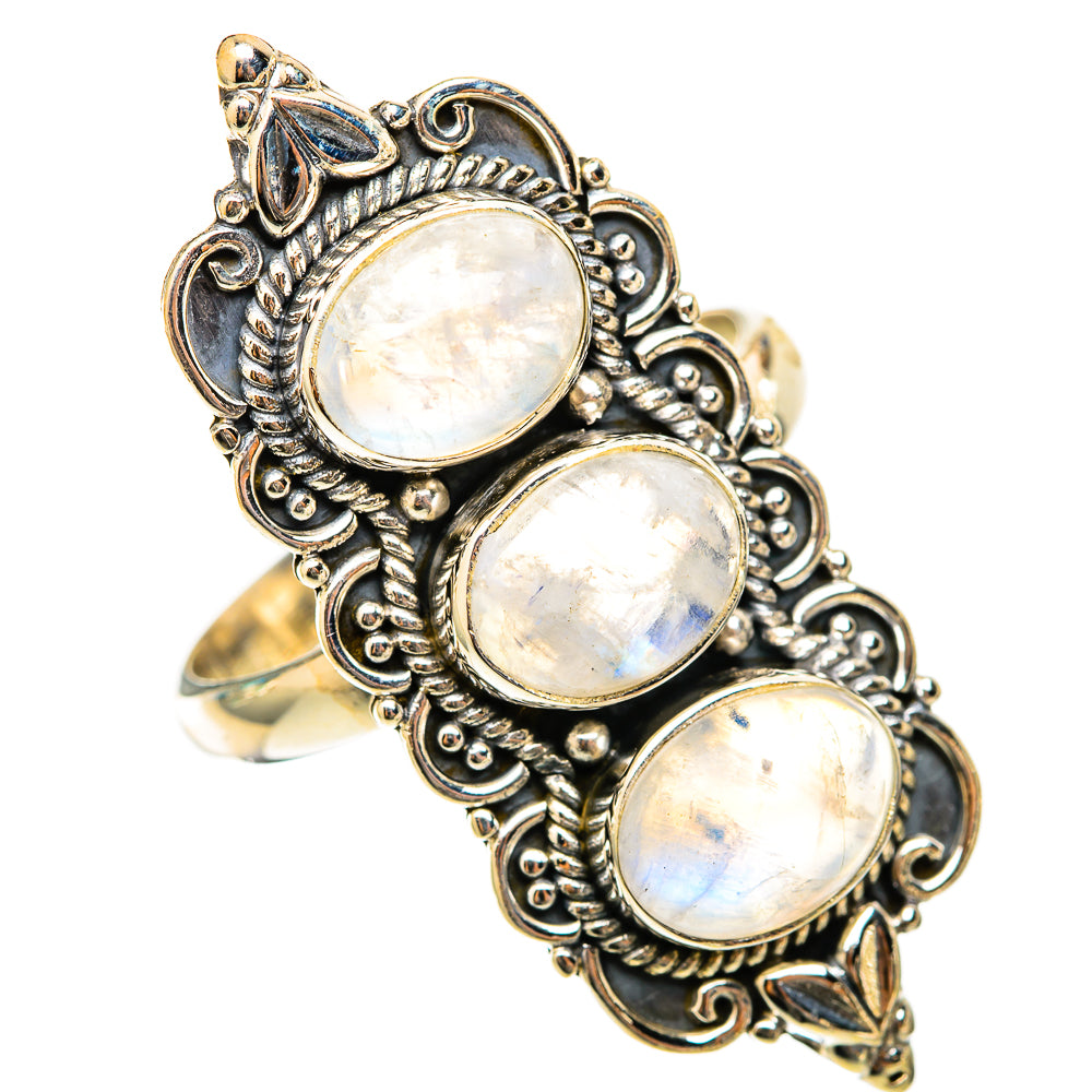 Rainbow Moonstone Rings handcrafted by Ana Silver Co - RING117871 - Photo 2