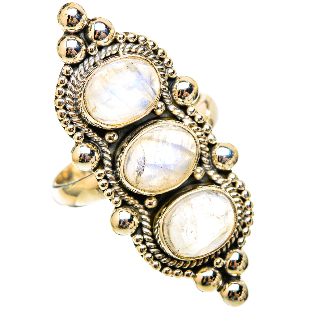 Rainbow Moonstone Rings handcrafted by Ana Silver Co - RING117872 - Photo 2