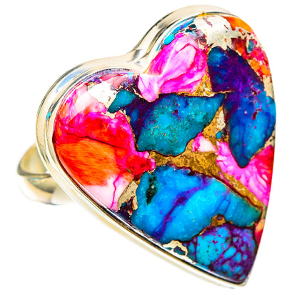 Kingman Pink Dahlia Turquoise Rings handcrafted by Ana Silver Co - RING117873 - Photo 2
