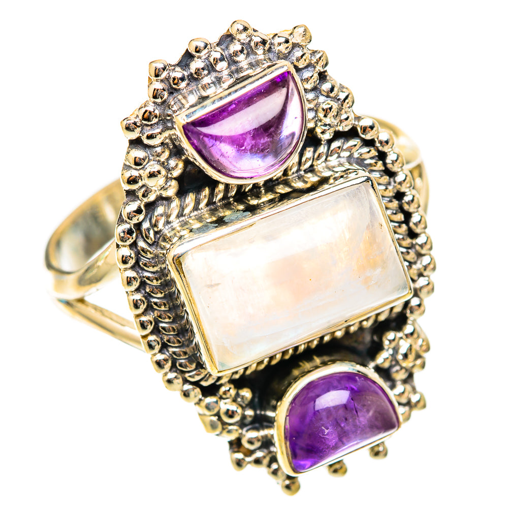 Rainbow Moonstone Rings handcrafted by Ana Silver Co - RING117899 - Photo 2