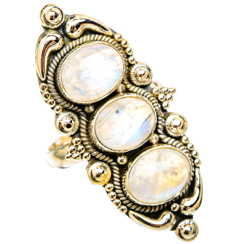 Rainbow Moonstone Rings handcrafted by Ana Silver Co - RING117903 - Photo 2