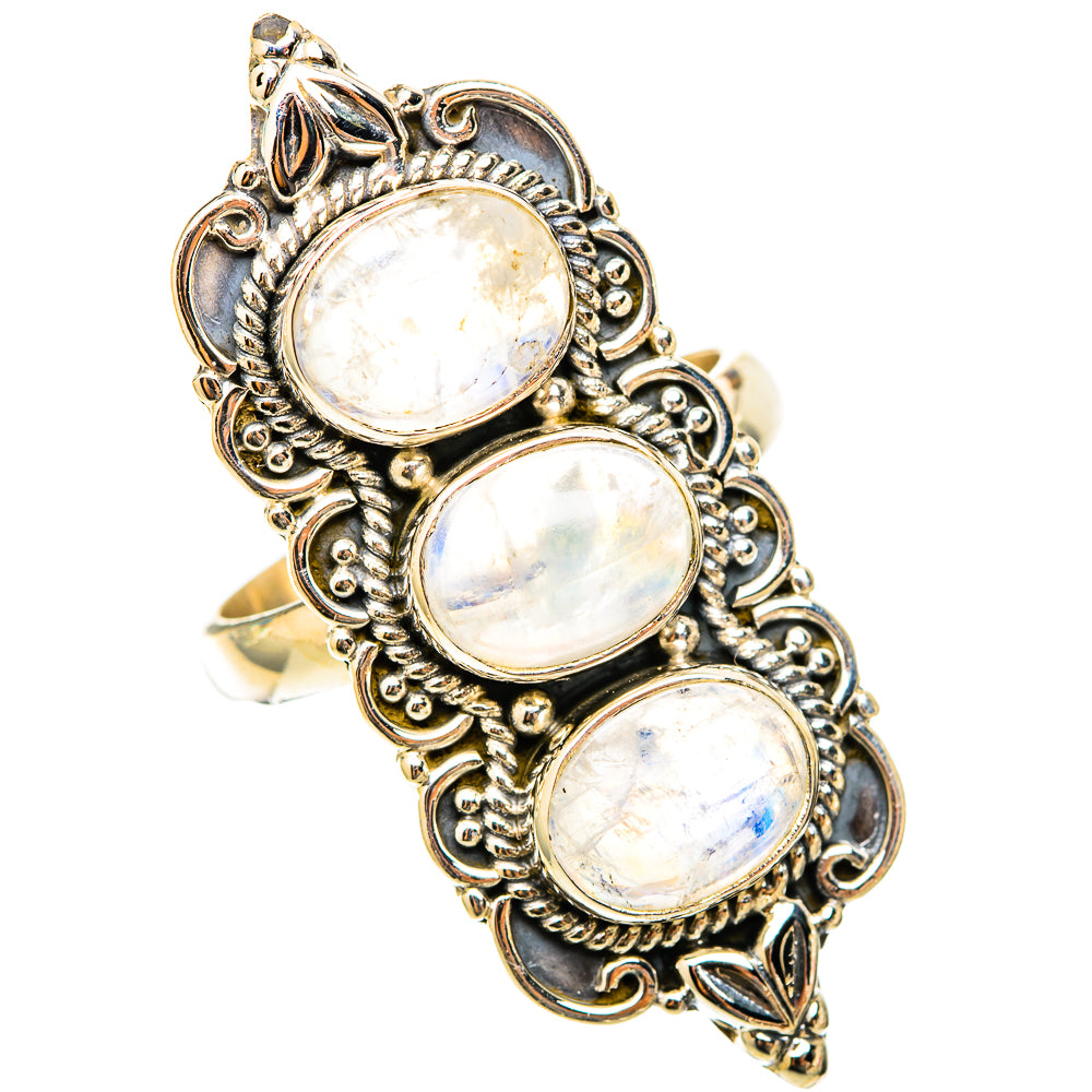 Rainbow Moonstone Rings handcrafted by Ana Silver Co - RING117904 - Photo 2