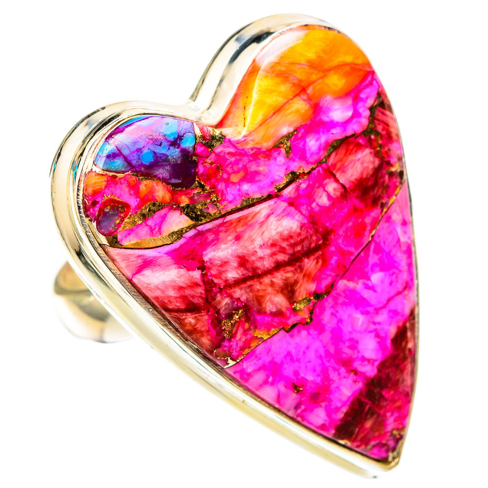 Kingman Pink Dahlia Turquoise Rings handcrafted by Ana Silver Co - RING117906 - Photo 2