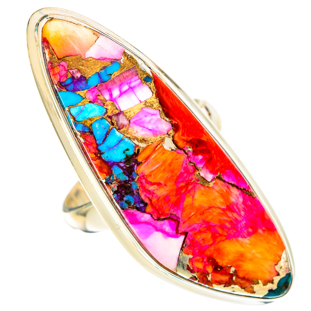 Kingman Pink Dahlia Turquoise Rings handcrafted by Ana Silver Co - RING117907 - Photo 2