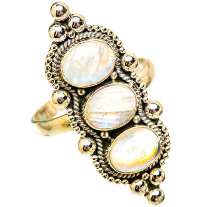 Rainbow Moonstone Rings handcrafted by Ana Silver Co - RING117928 - Photo 2