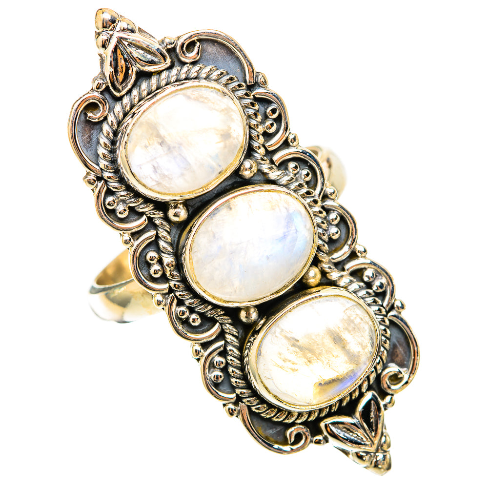 Rainbow Moonstone Rings handcrafted by Ana Silver Co - RING117930 - Photo 2