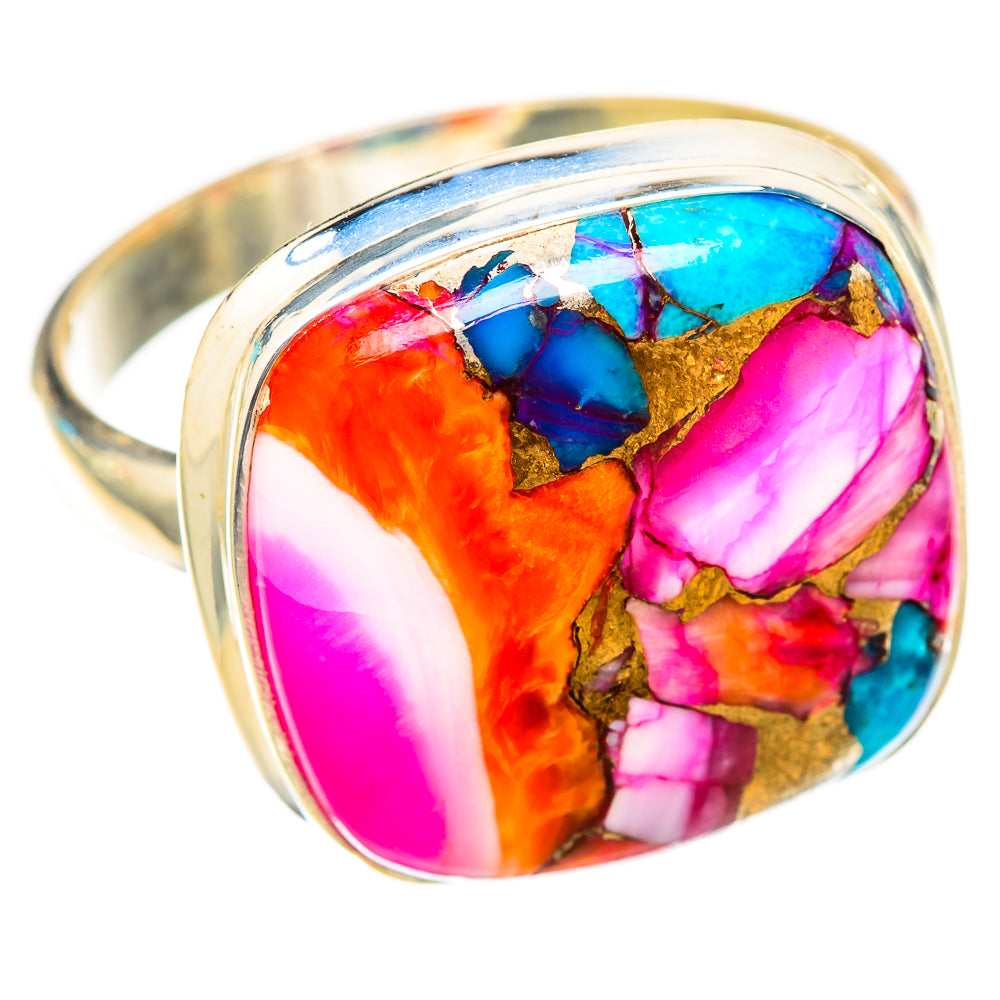 Kingman Pink Dahlia Turquoise Rings handcrafted by Ana Silver Co - RING117931 - Photo 2