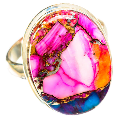 Kingman Pink Dahlia Turquoise Rings handcrafted by Ana Silver Co - RING117933 - Photo 2